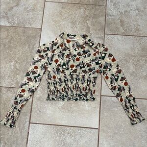 Vintage Geometric Print Women's Blouse